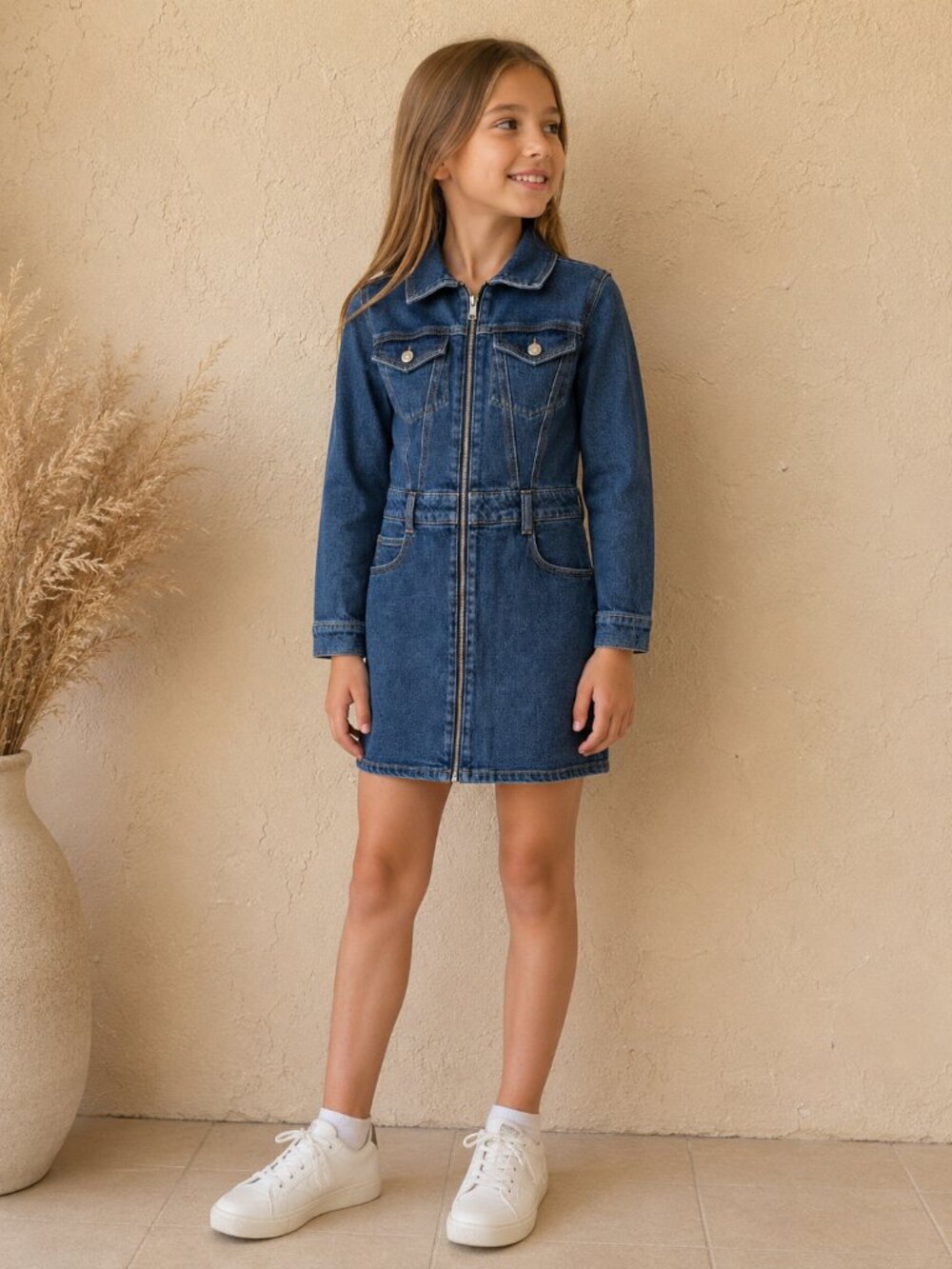 NWT GB girls Denim Front Zip Dress Sz M (8/10)